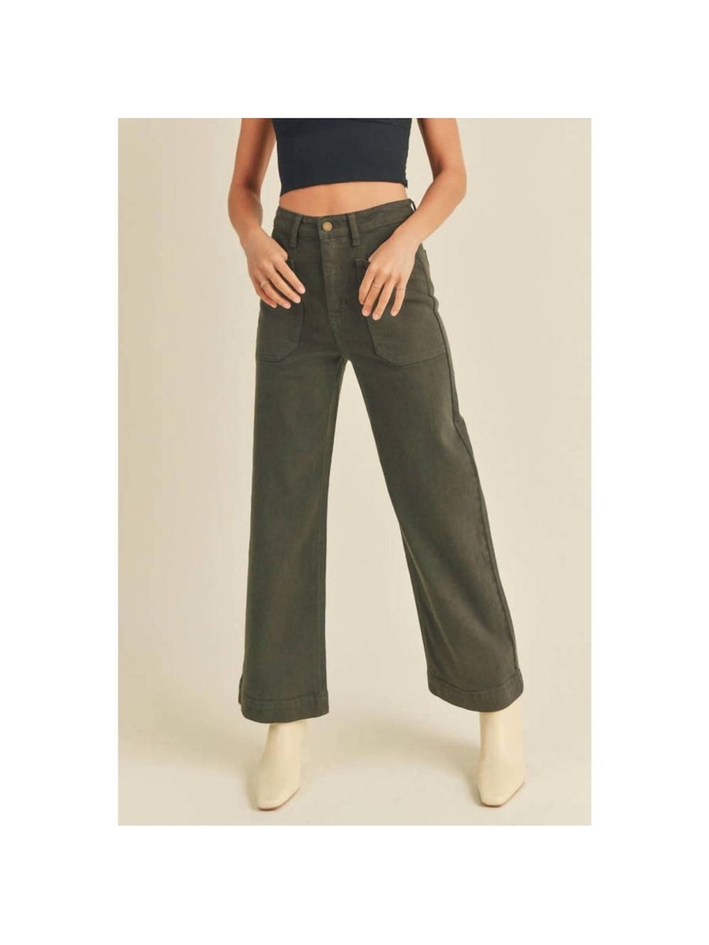 Just Black Denim Utility Carpenter Wide Leg Pants Jeans Green Sz 24
